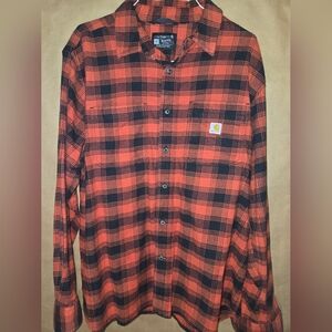 Carhartt Men's Red and Black Plaid Shirt